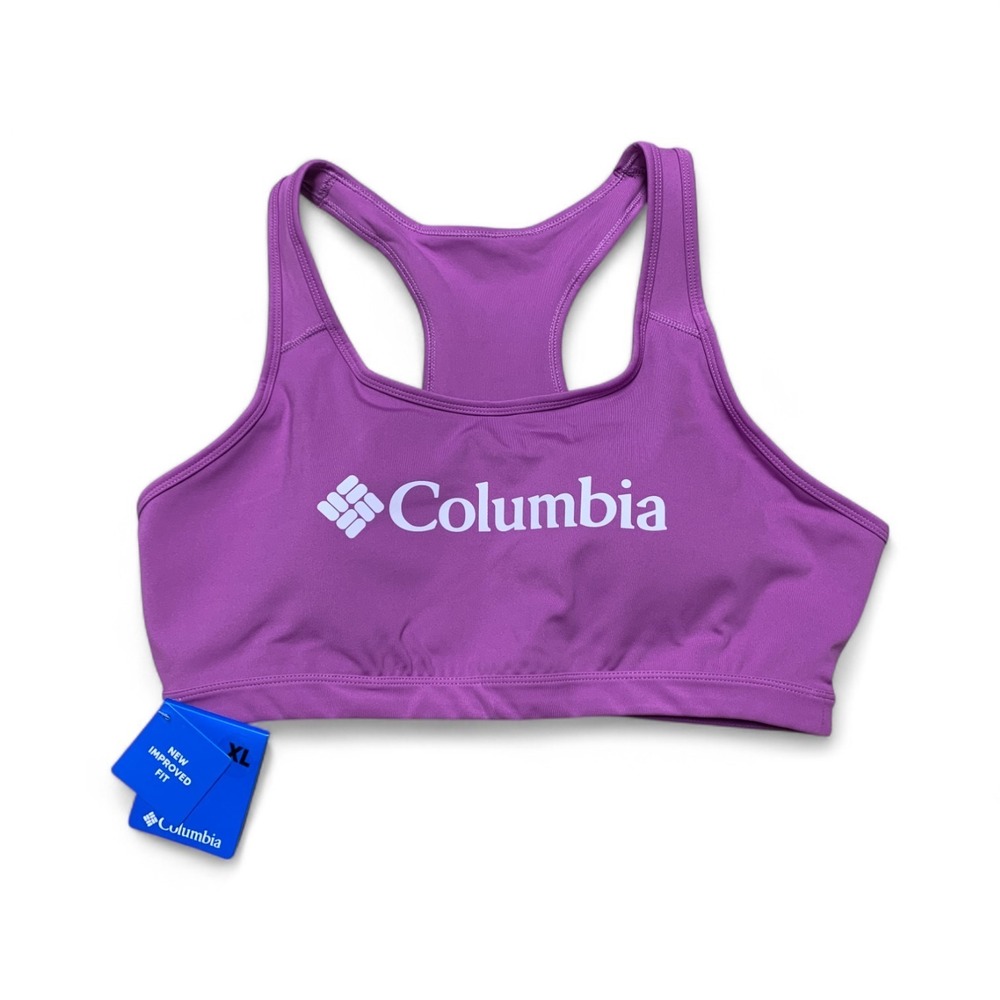 Columbia Omni-Wick Sport Workout Bra Womens L Purple Logo Racerback Athletic NWT